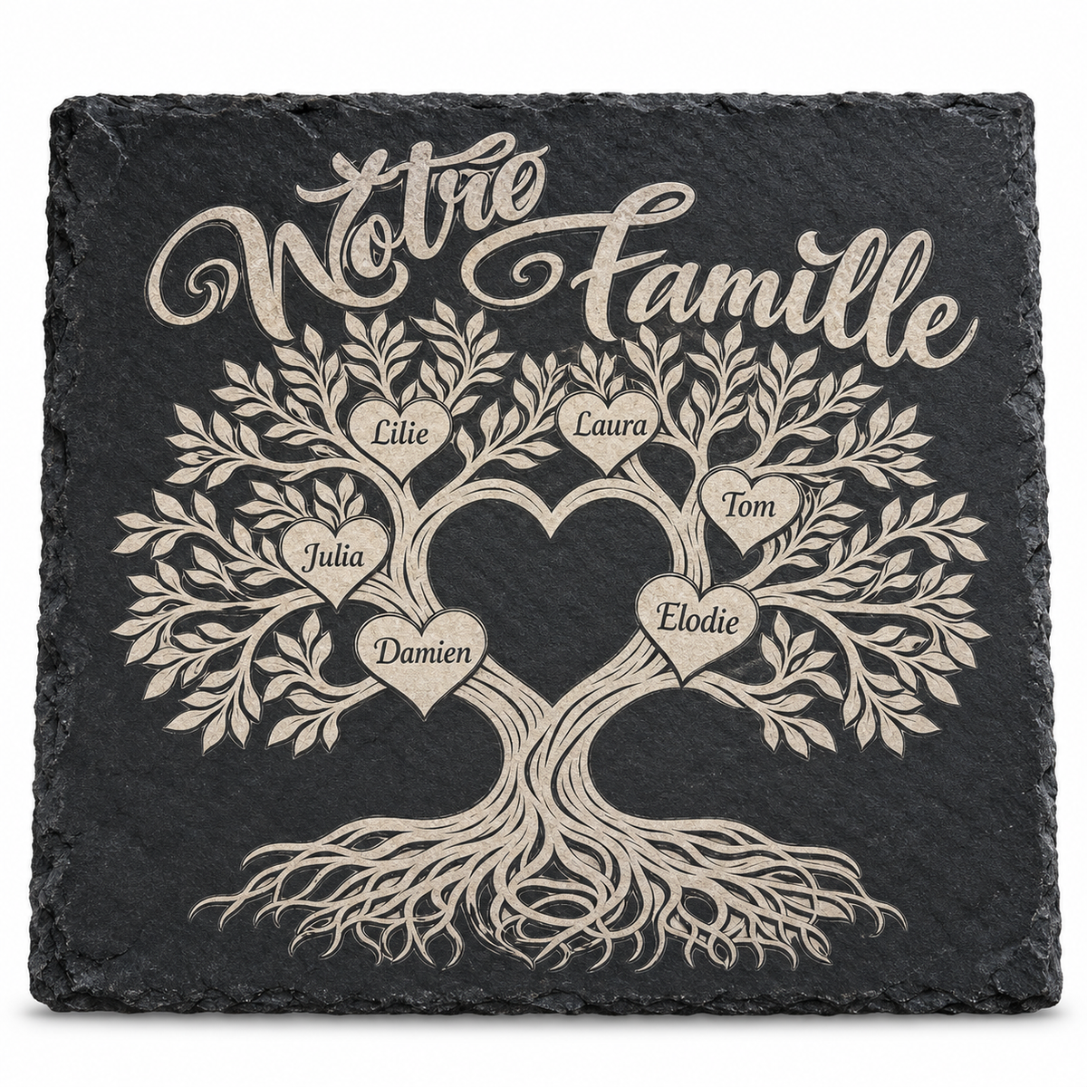 Plaque en Ardoise Naturelle Gravée et Personnalisée – Photo, Famille ou Mariage – Cadeau Unique